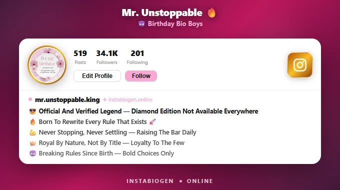 Birthday Bio For Instagram For Boys